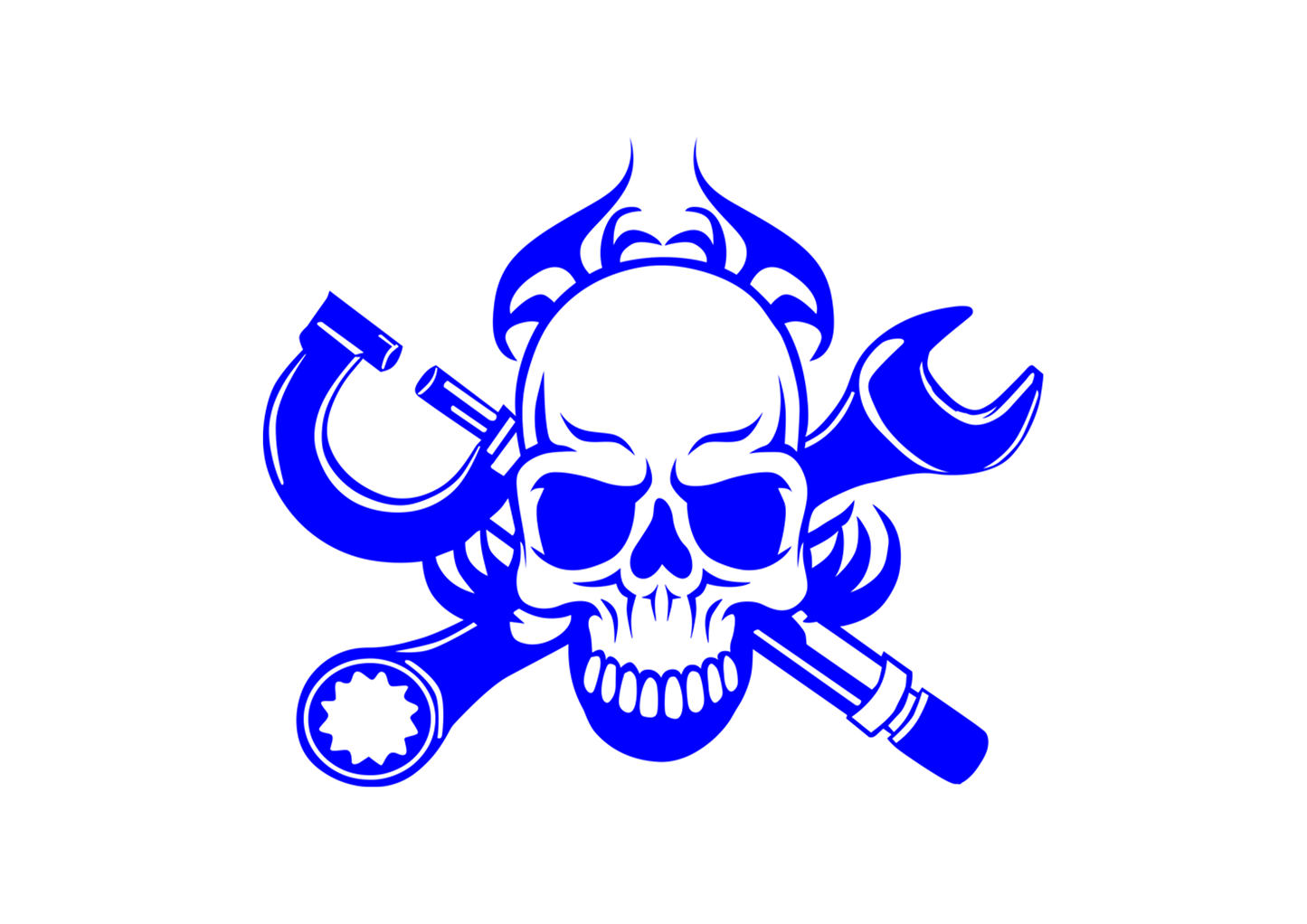 Sticker - SKULL FLAME&WRENCH