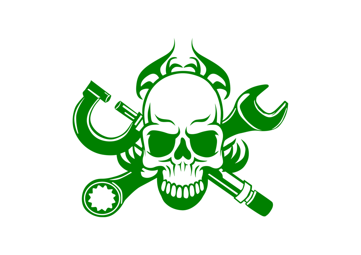 Sticker - SKULL FLAME&WRENCH
