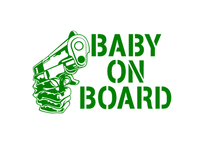 Sticker - BABY ON BOARD GUN
