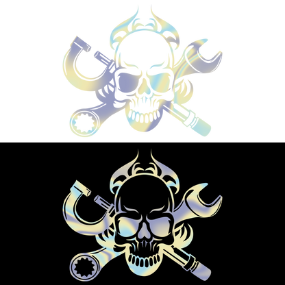 Sticker - SKULL FLAME&WRENCH