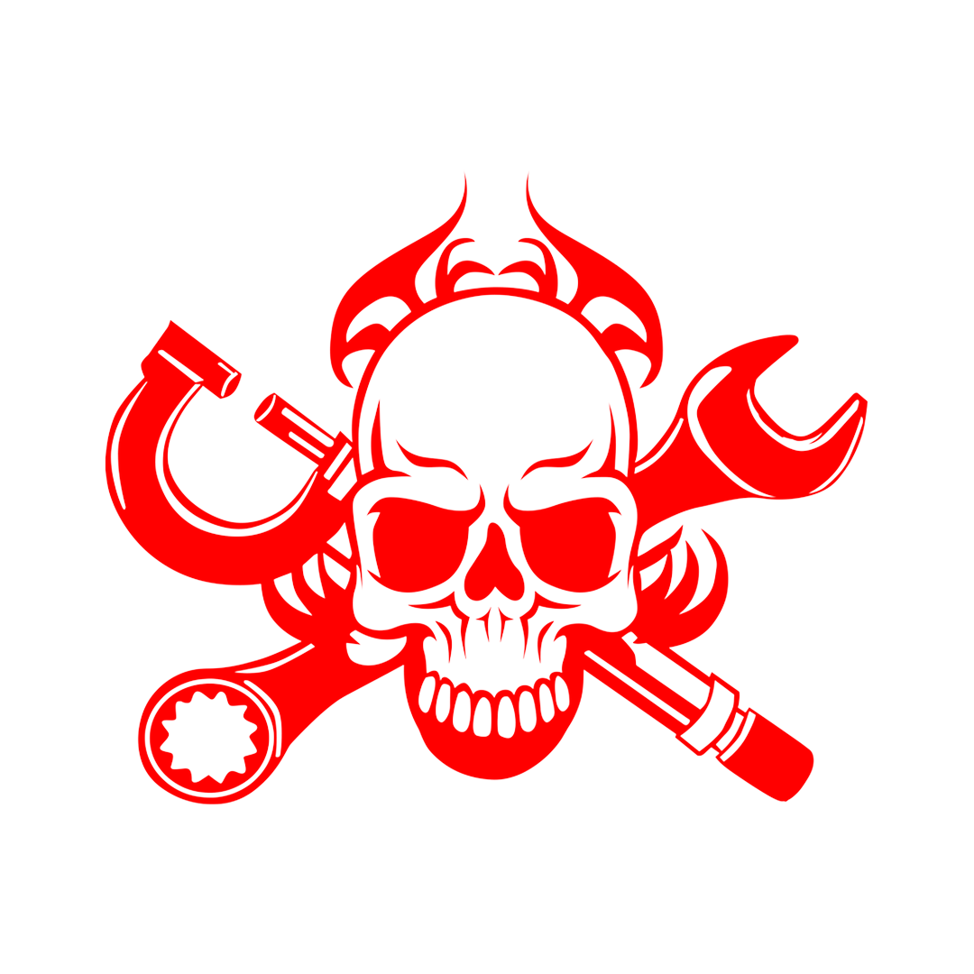 Sticker - SKULL FLAME&WRENCH