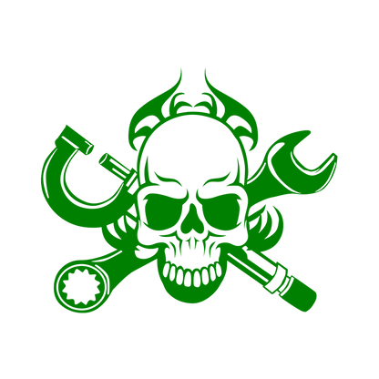 Sticker - SKULL FLAME&WRENCH