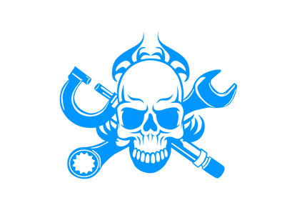 Sticker - SKULL FLAME&WRENCH