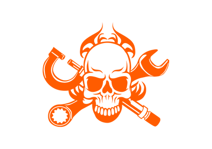Sticker - SKULL FLAME&WRENCH